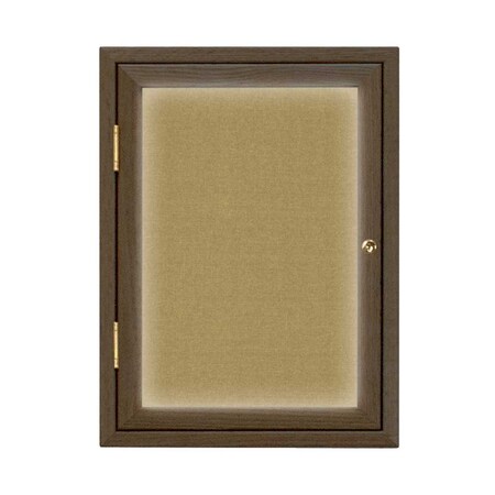 United Visual Products Double Door Enclosed Radius EZ Tack Board, 48"x36", Header, Gold/Green UV7013EZ-GREEN-GOLD